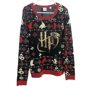HARRY POTTER Themed Sweater Size Medium Ribbed Pullover Magical Movie Sweater